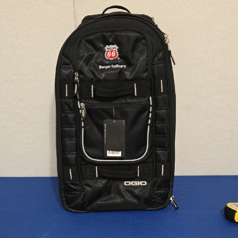 OGIO Black Wheeled Suitcase with White Accents